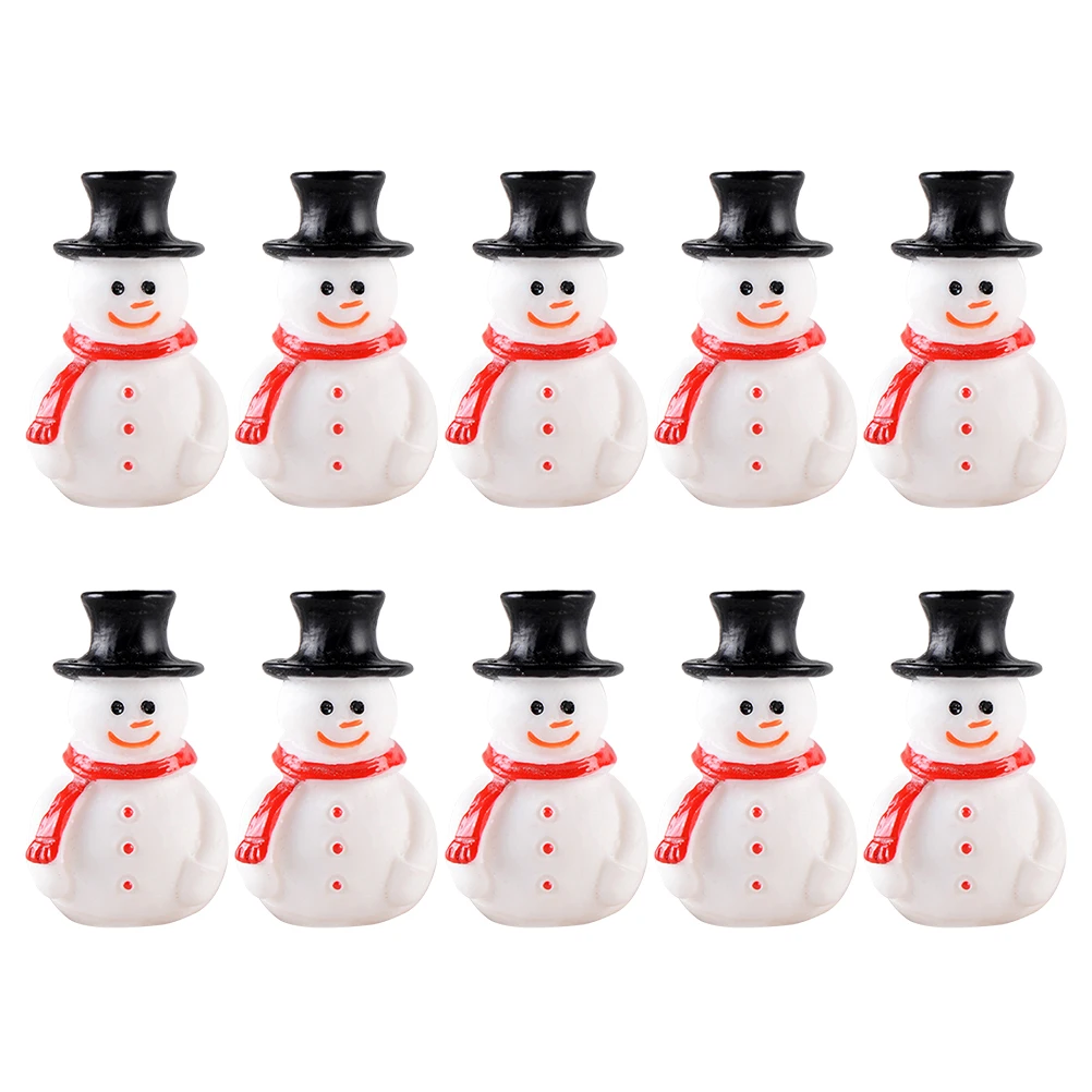 10pcs Snowman Mini Christmas Decor Resin Ornaments For Micro Landscape Party Room Decoration Xmas Mini Figures