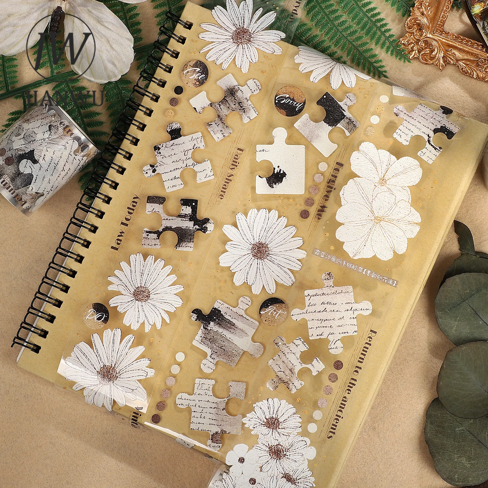 

JIANWU 50 мм * 500 см винтажный цветок-головоломка пейзажный материал коллаж Скрапбукинг ПЭТ-лента креативный DIY журнал канцелярские принадлежности