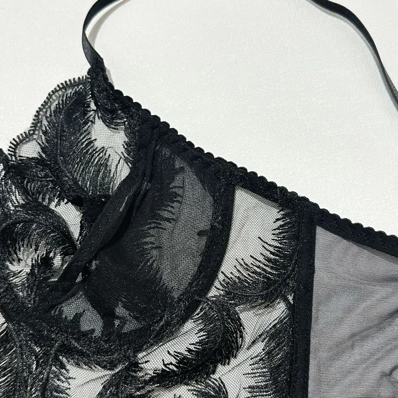 ビキニ メッシュ 重刺繍 水着 セクシー ランジェリー 5点セット