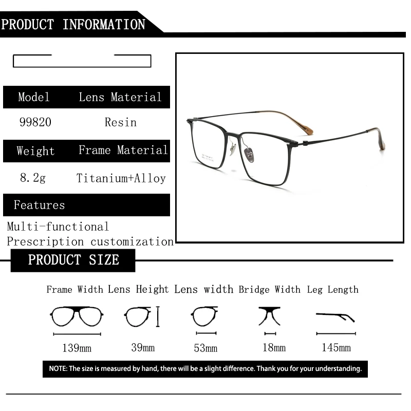 Aerospace-grade Commercial Pure Titanium Frame Prescription Glasses Photochromic Anti Blue Light Presbyopic Short Sight Eyewear - Image 5