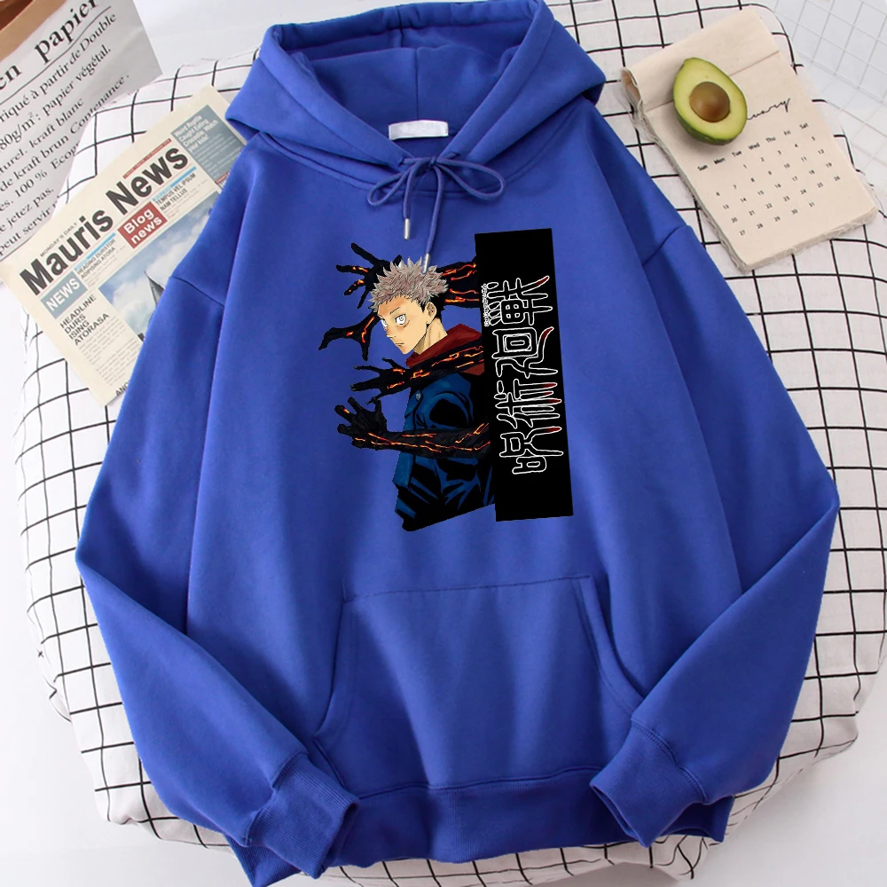 

Jujutsu Kaisen Itadori Yuuji Anime Prints Hoodie Male Cartoons Oversize Hoody Fashion Casual Sweatshirt Autumn Warm Tops