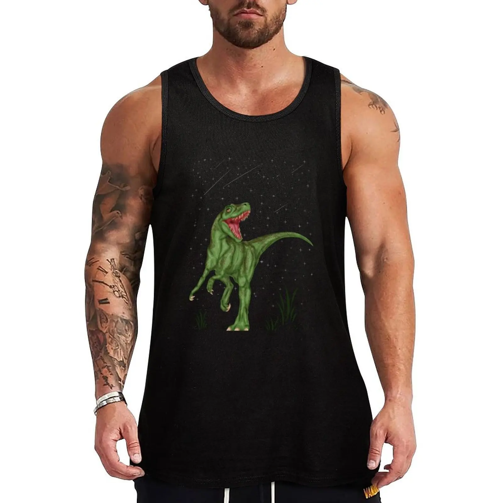 Camiseta sin mangas Allosaurus (Prehistoric Night), camiseta básica para capas, camiseta sin mangas de algodón suave