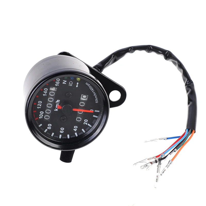 Universal Black Motorcycle Dual Speedometer Odometer 12V Moto with LED Indicator