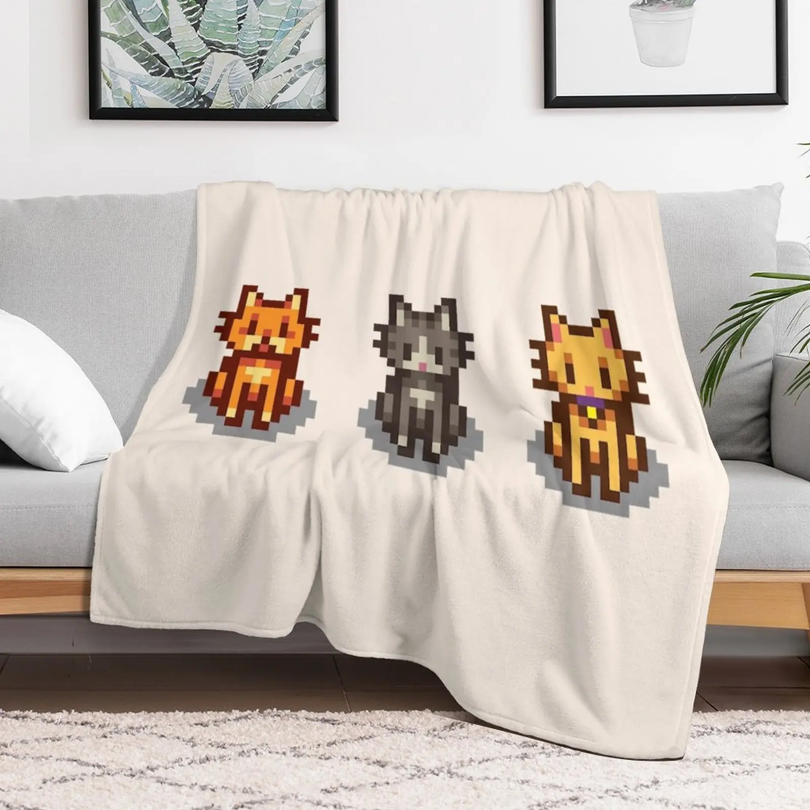 

Stardew Valley Pets: 3 Cats Throw Blanket Luxury Brand Flannels Blankets Weighted Hairys Fashion Sofas Blankets