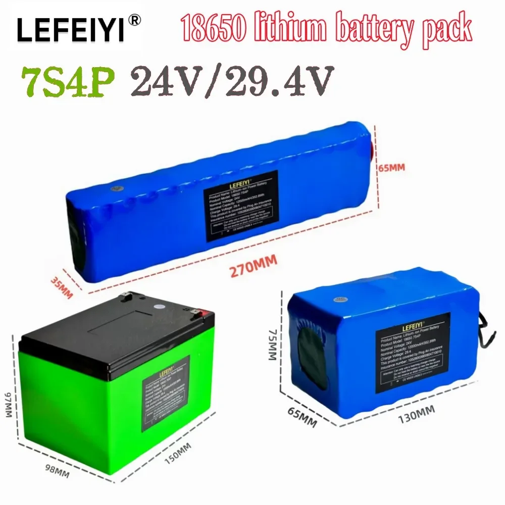 

2024 Battery 24V 7S4P 18650 Li-ion Battery Pack 12Ah 29.4V Rechargeable Battery 250W BMS