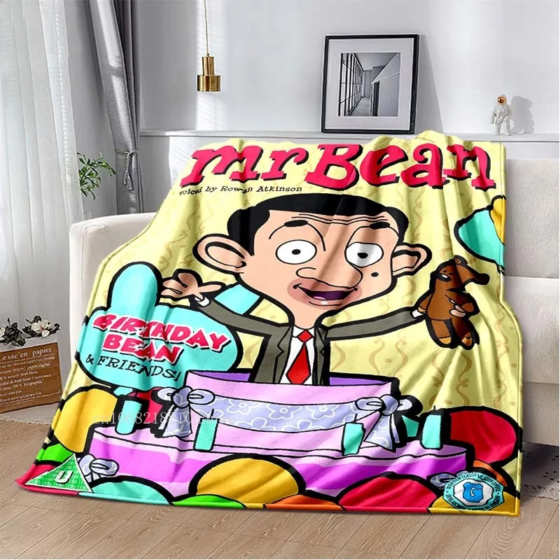 Comedy Cartoon Character Mr-Bean Blanket Flannel Blanket Bed Throw Soft Printed Bedspread Sofa Plush