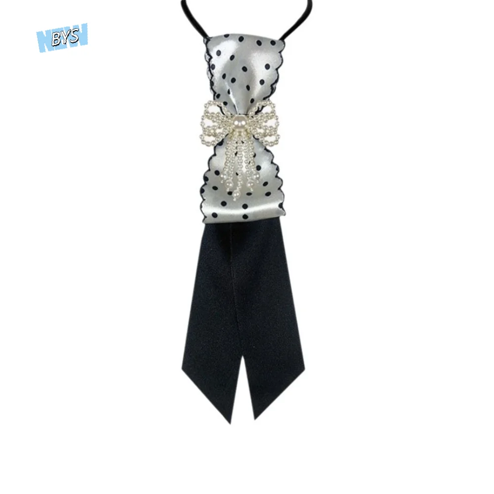 

Fashion Black Bow Tie Geometric Choker Pre-tied Tie JK Necklace Long Necktie Daily