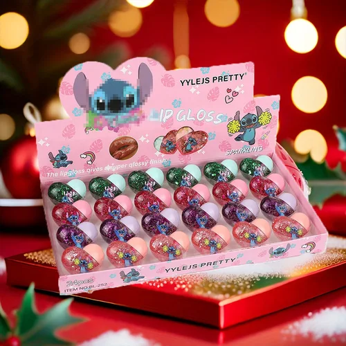 Imagen 2 del producto 24 Uds. De aceite de labios brillante con lentejuelas bonitas, brillo de labios colorido con forma de amor, maquillaje de labios hidratante Kawaii para niñas, regalos de fiesta