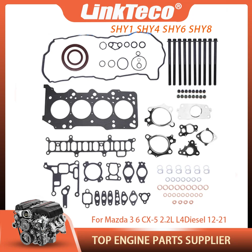 Engine Part Full Gasket Set Head Bolts For Mazda 3 6 CX-5 2.2L 2.2T L4 Diesel SHY1 SHY4 SHY6 SHY8 12-21 8LK1-10-271B SH01-10-135