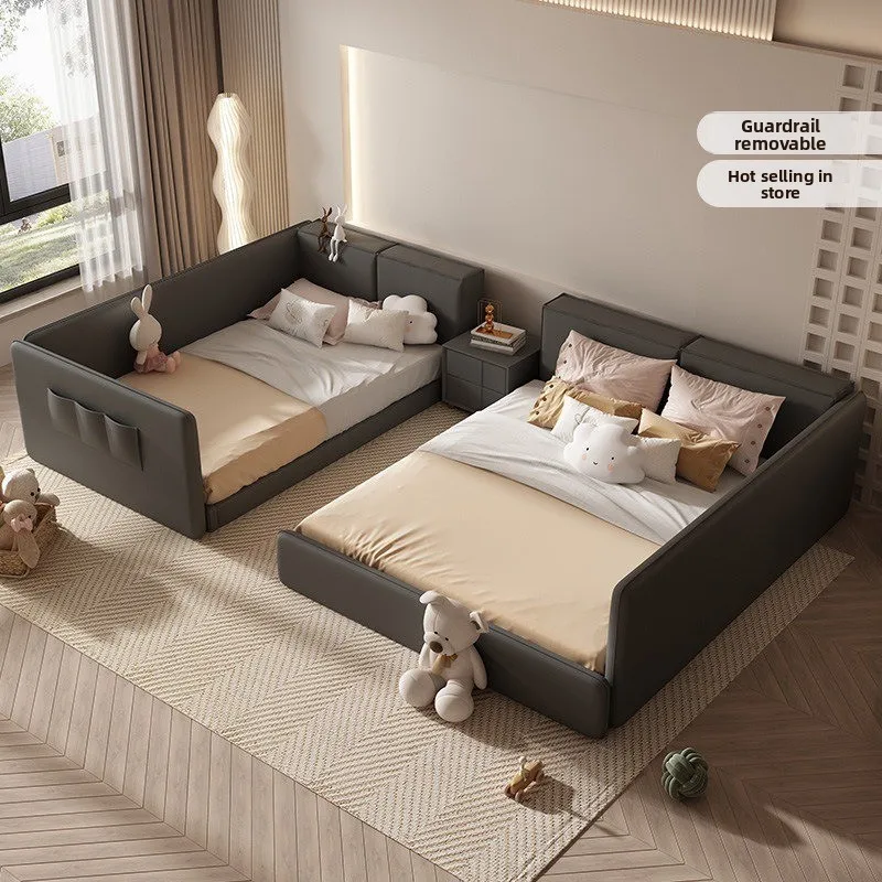 Tofu cubes parent-child bed queen bed Italian minimalist flush edge splicing double bed