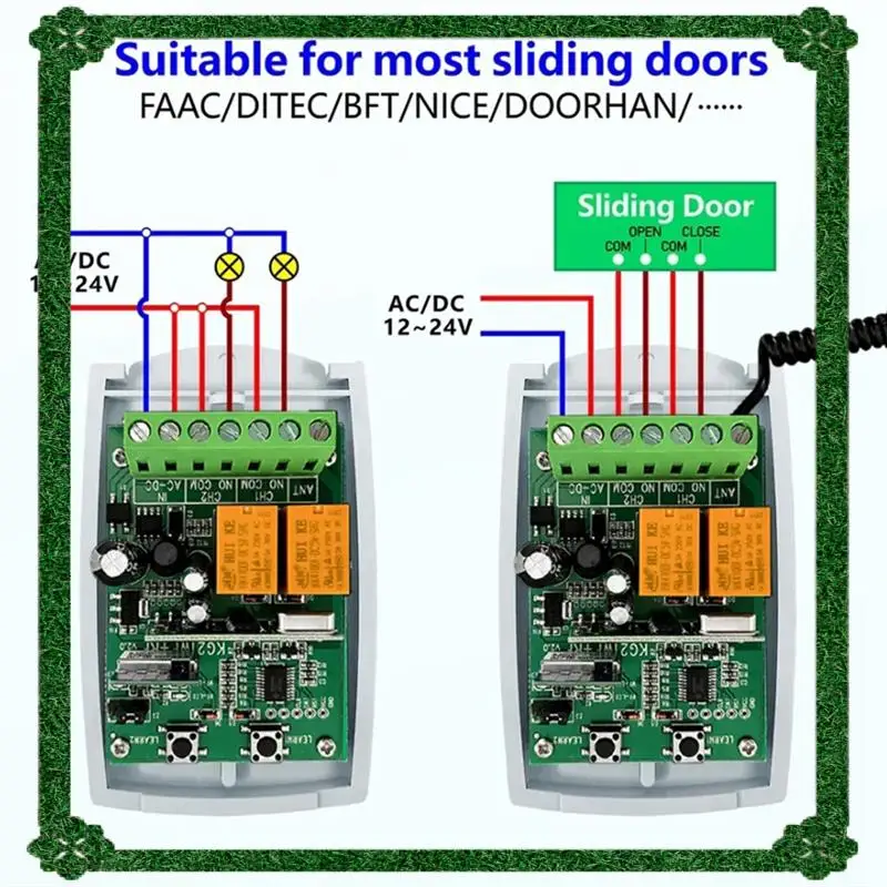24-uurs levering Tuya WIFI slimme ontvanger 2CH garagedeur afstandsbediening opener controller 7-32V Rolling Code 433Mhz zender