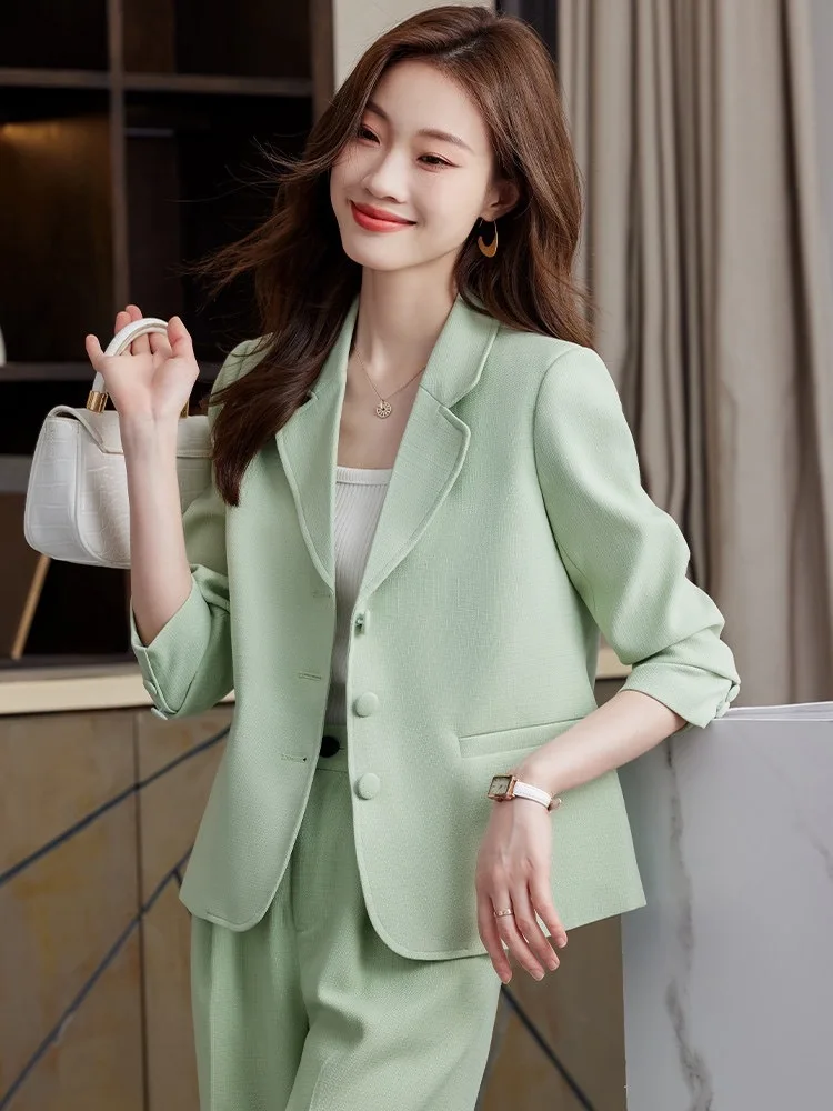 

Ladies Blazers High Quality High-End Wool Blend Yellow Cotton Fabric Ol Pink Sense Workplace Flip Sun Protection Size Thin Plus
