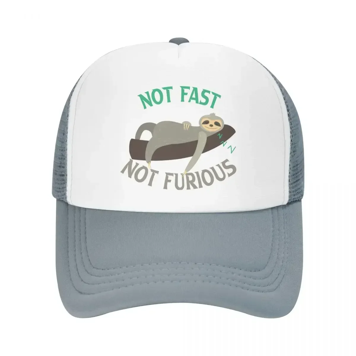 Not Fast Not Furious Gray Sloth Trucker Hat Adult Curved Dad Hat Sun Hat Sport Cap Adjustable Polyester Mesh Baseball Cap Summer