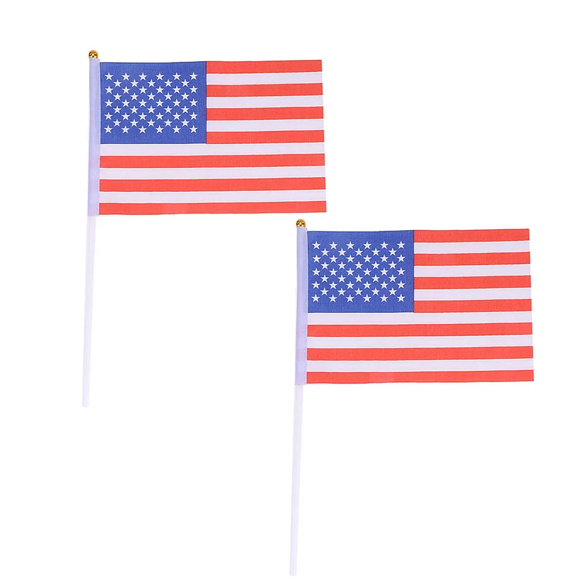 

50Pcs Hand Held Usa Stick Flags Polyester Small America Flags Double Side Osmotic Effect for Party Decoration Car Room Wall