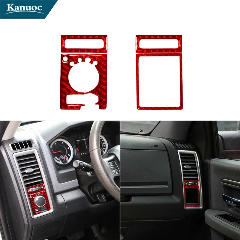 

For Dodge RAM 1500 2013-2018 Without 8.4-inch Touch Screen Carbon Fiber Air Vent Dim Light Control Stickers Car Accessories