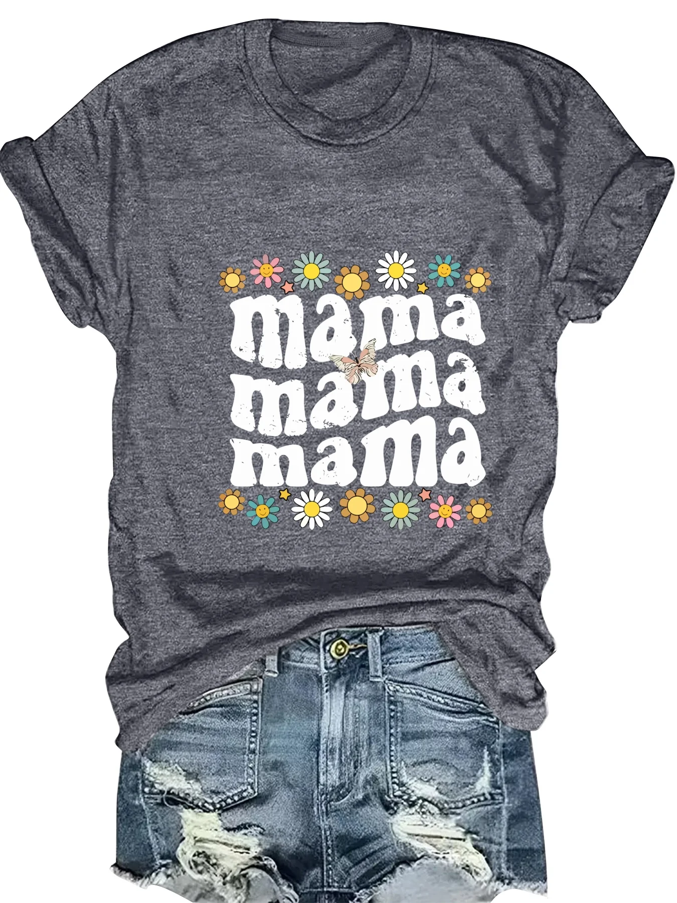 

Fashionable Ladies round Neck Short Sleeve T-Shirt with Letter Pattern Print Casual Comfortable Women's Top