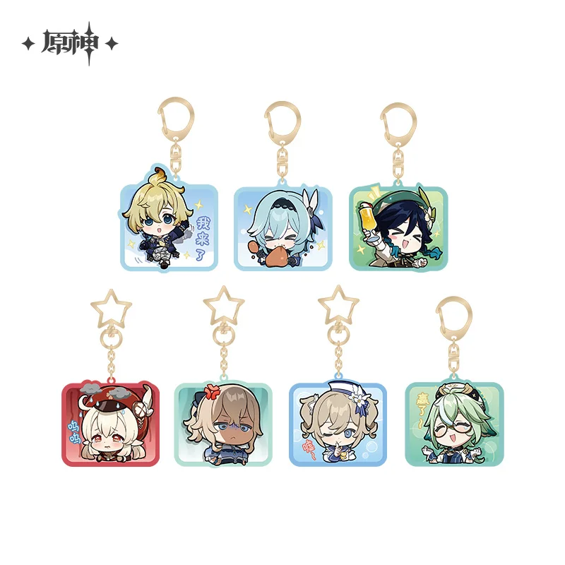 

2025 Anime Genshin Impact Q Version Internet Meme Series Acrylic Pendant Jean Mika Sucrose Venti Keychain Mondstadt Official