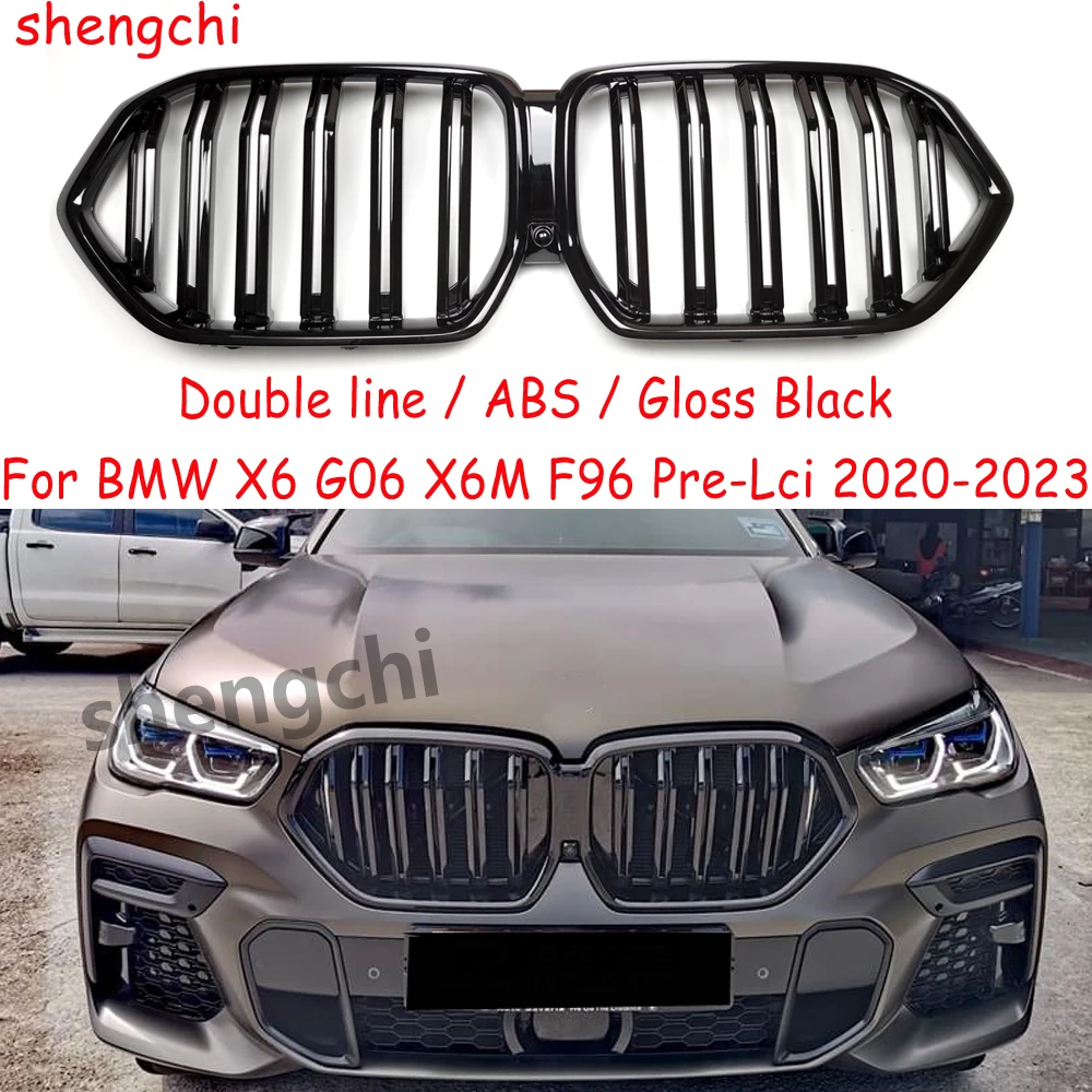 X6 G06 Pre-lci ABS Gloss Black Front Bumper Kidney Grille For BMW X6 G06 X6M F96 Repalcement Racing Grills 2020-2023