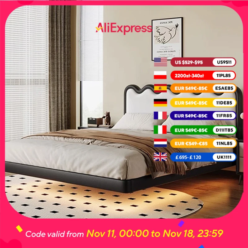 

Electric Princess Luxury Double Bed Modern Lift Up Multifunctional Smart Bed Mattress Adults Lit 2 Personnes Bedroom Furniture