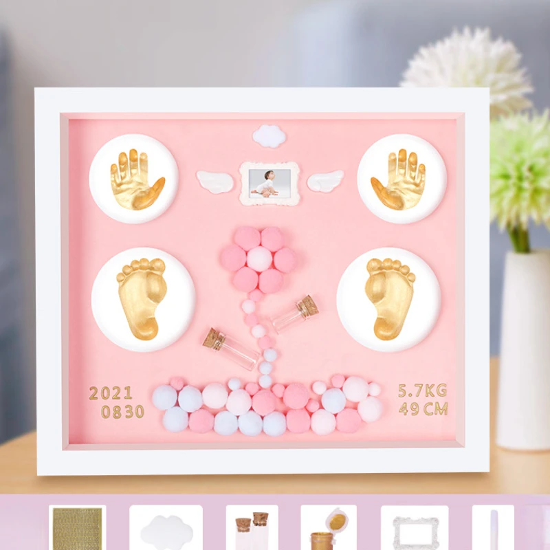 Baby Hand Foot Print Accessories Ink Pad Newborn Hundred Days Anniversary Full Moon Ink Pad Photo Frame Infant Growth Souvenir