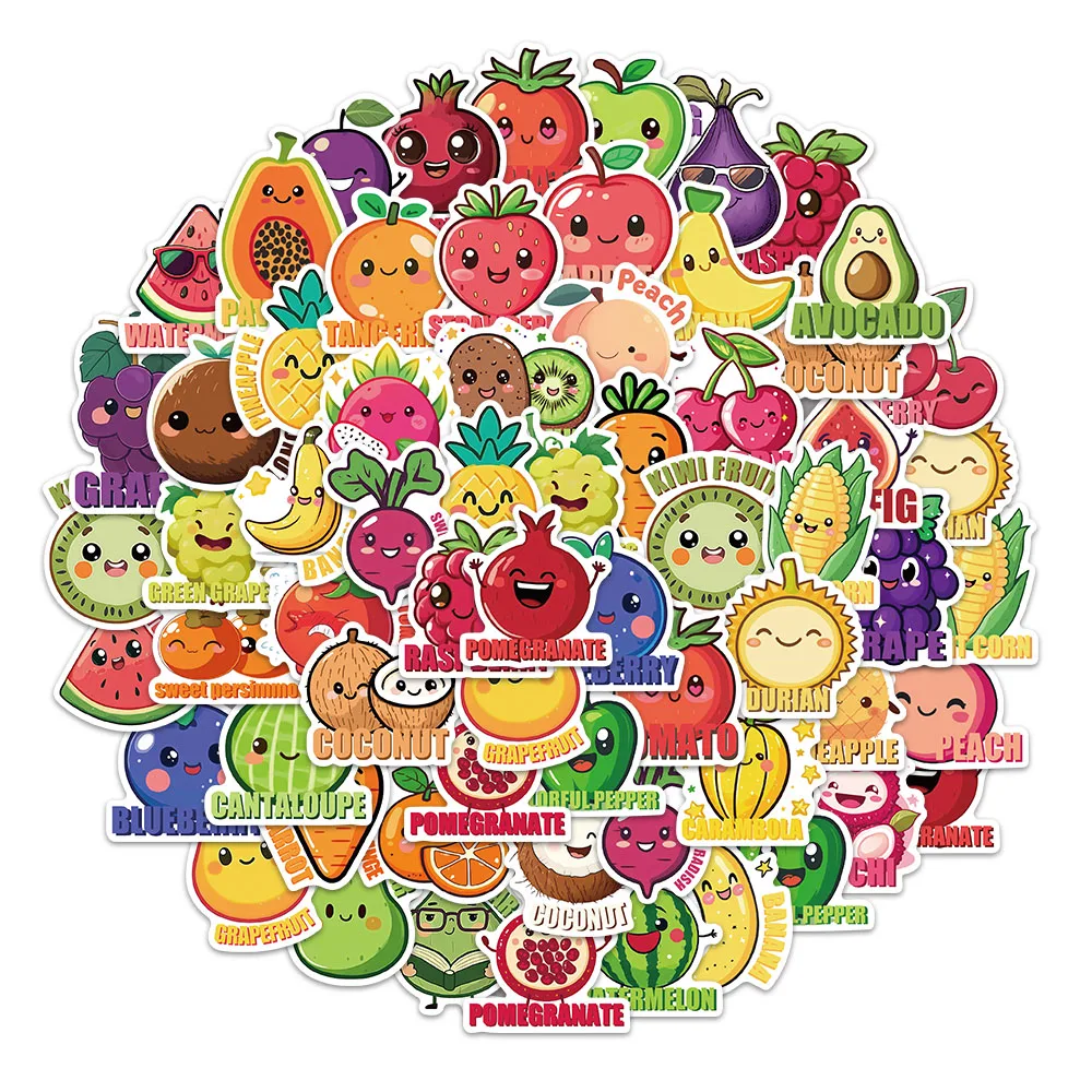 50 Uds. De pegatinas de grafiti de frutas de dibujos animados, decoración DIY, manuales, papelería, equipaje, cuaderno, pegatinas impermeables