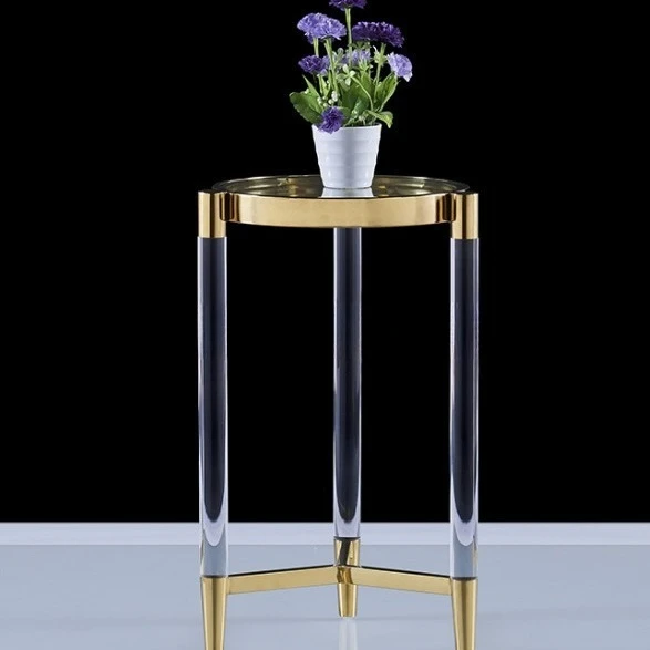 Factory direct sales minimalist Nordic living room acrylic sofa corner table, modern balcony light luxury table, square