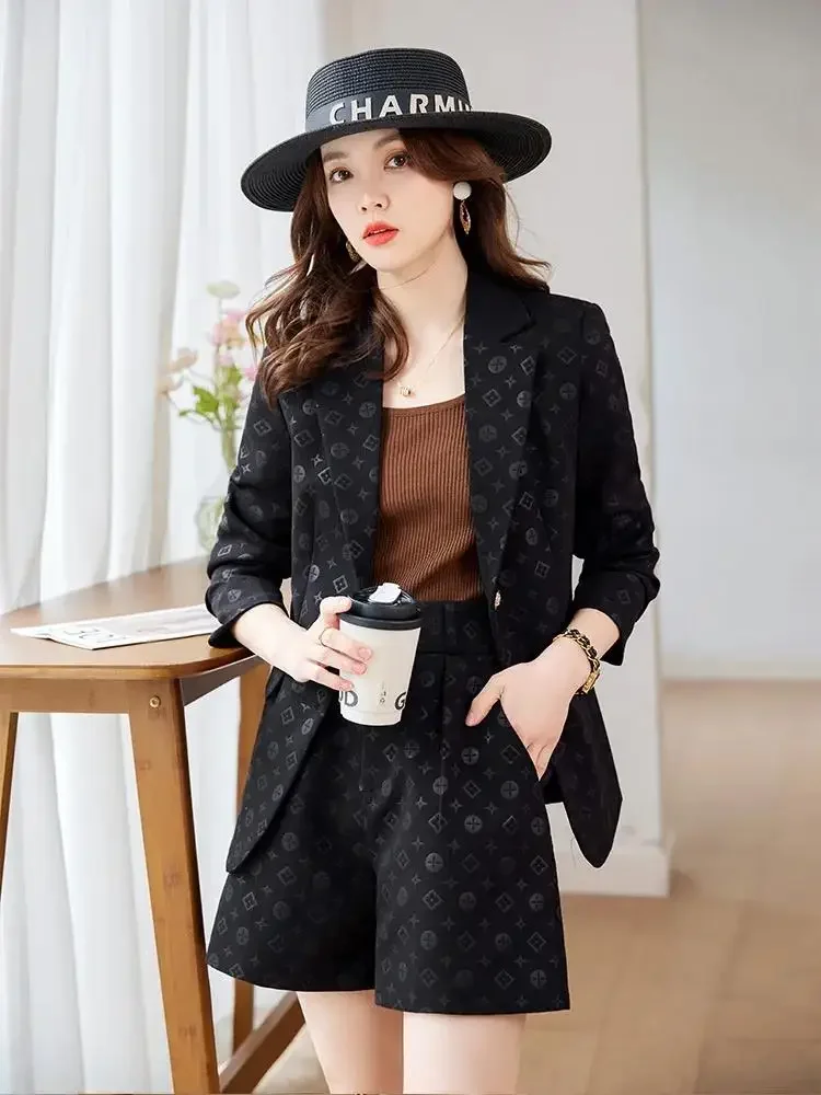 Costumes professionnels de tempérament Pop Fashion pour femmes, ensembles Blazer et pantalons et shorts formels à manches longues, nouvelle collection printemps été 2024