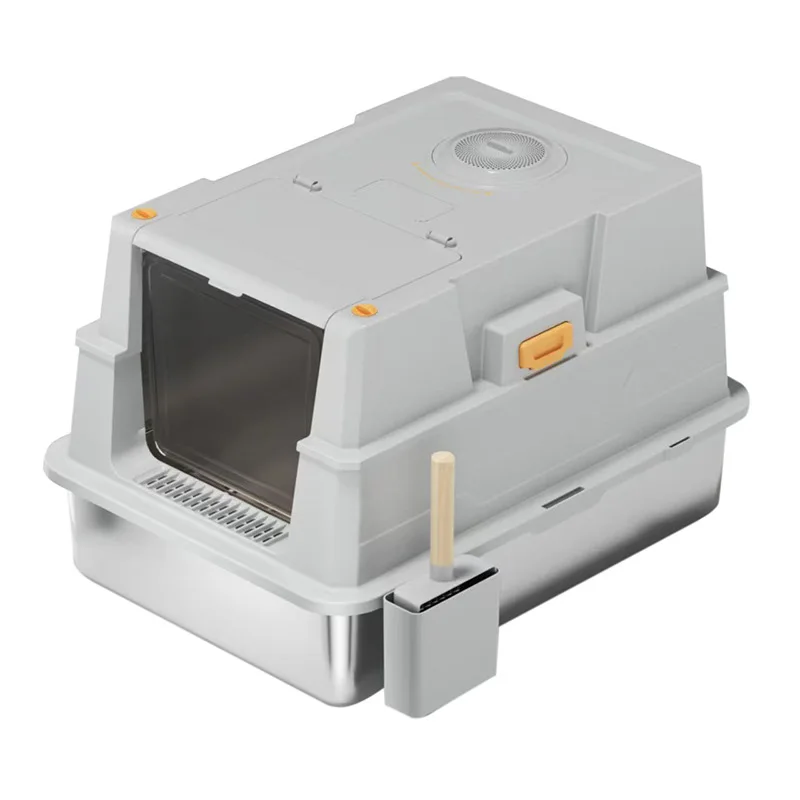 

Stainless steel cat litter box oversized closed plus high anti-splash cat toilet deodorization