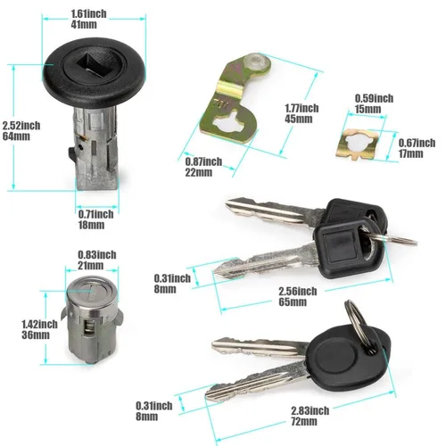 Imagen 2 del producto 1 par 707835 706592 15298923 15298924 Juego de cilindro de cerradura de llave de puerta delantera izquierda y derecha para CHEVROLET Cadillac GMC Oldsmobile