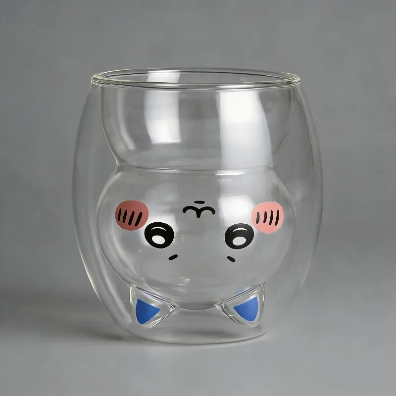 

Jiyi Kawa Xiaoba Jiyi double-layer glass cup without handle coffee milk cup cartoon student glass