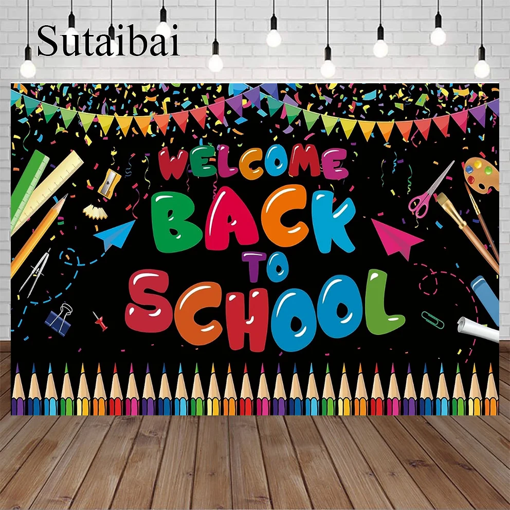 Back To School Banner Backdrop Preschool Welcome To Kindergarten Party Banner Decoration First Day of School Background Party