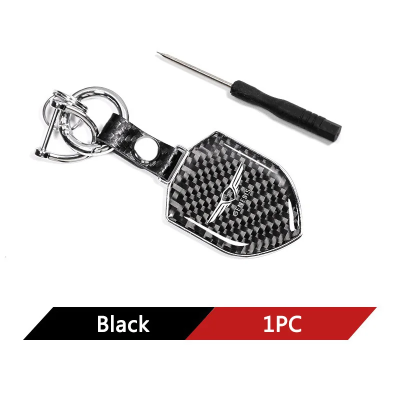 1pc Car Pendant Decorative Key Holder Carbon Fiber Keychain Key Rings For Genesis G70 G80 G90 GV60 GV70 GV80 EV BH Essentia Mint