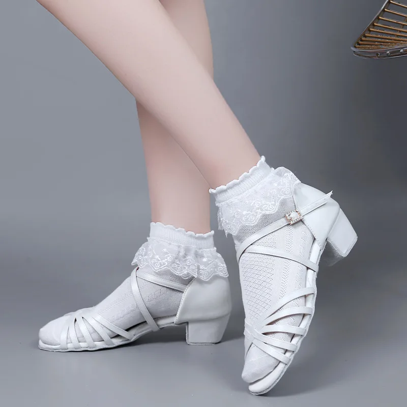 Able Professional Latin Dance Shoes Girls White Dance Sho es  Dance Sh oes Girls Practice Shoes