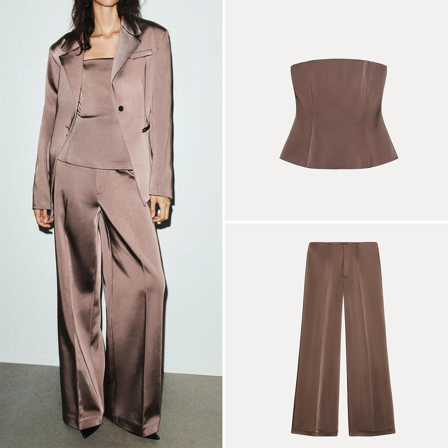 Z Set Faion da donna Autunno 2025 Long Sve Casual Sle Pantaloni a vita alta Colore Tee Piece Suit Coat Top Bot