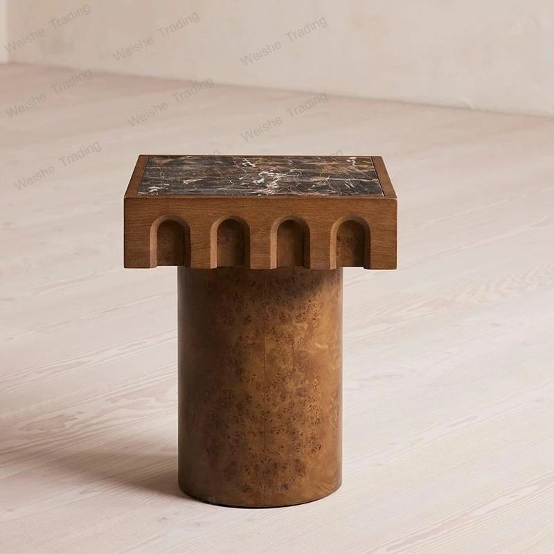 Solid wood small side table marble side B & B hotel creative side negotiation table log courtyard coffee small
