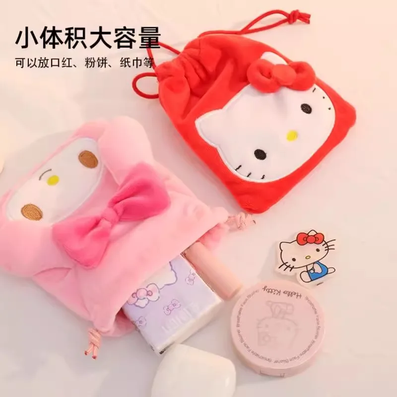 Sanrio Hello Kitty Kuromi mélodie cannelle Kawaii personnage en peluche jouets en peluche cordon dessin animé sac pièce de monnaie porte-monnaie cadeaux