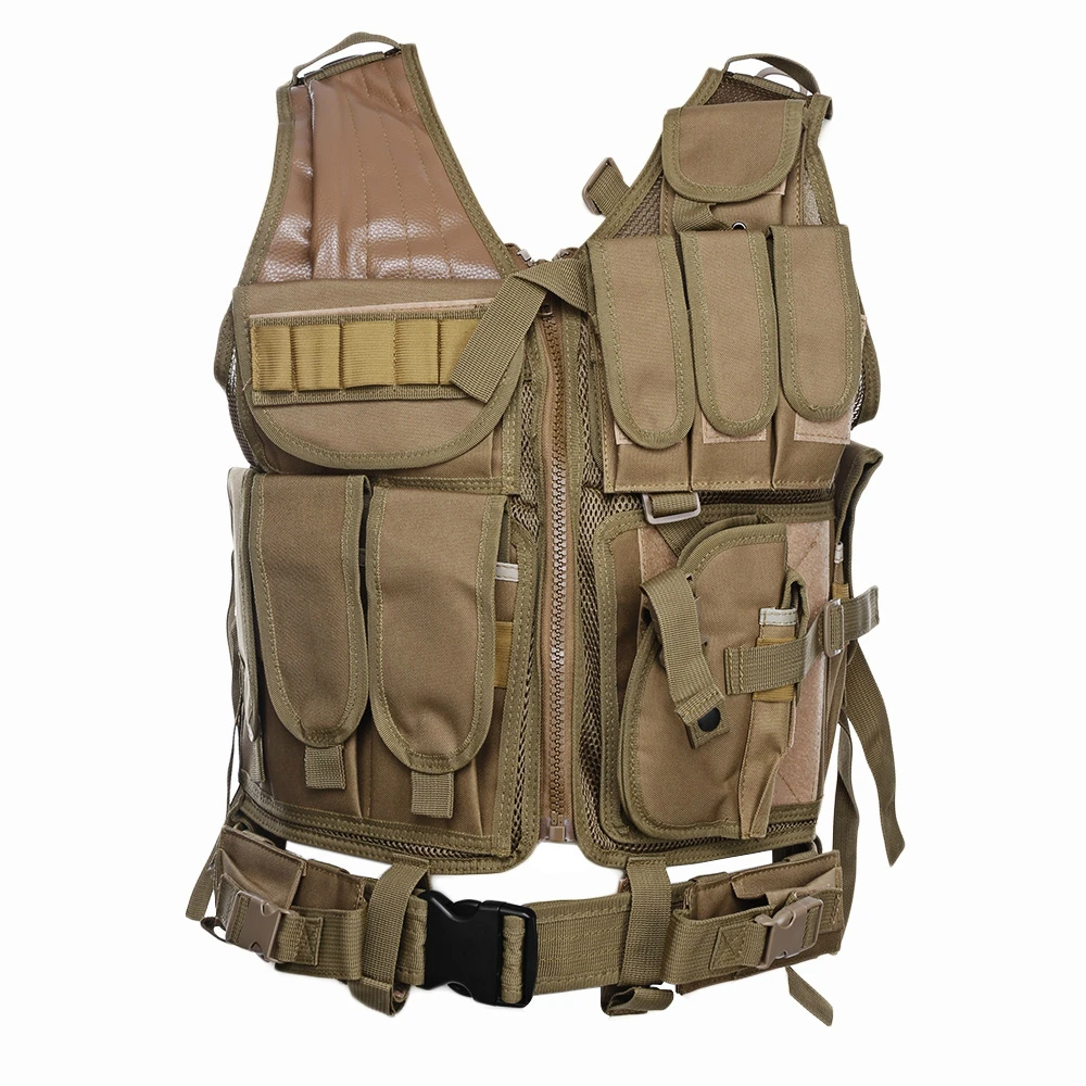 Men Military Tactical Vest Paintball Camouflage Molle Hunting Vest Assault Shooting Hunting Plate Carrier With Holster