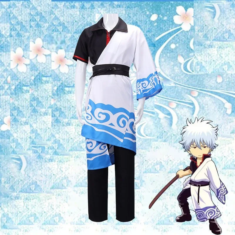 Gintama Cosplay Costumes Sakata Gintoki Anime Cosplay Costume Kimono Halloween Carnival Party Silver Soul Cosplay Costume