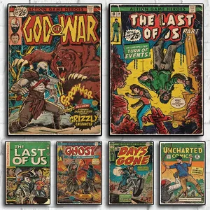 Retro Pop Action Game Heroe Comic Poster The Last of Us God of War Canvas Impres. 6 mejores ventas Últimas reyes - №1