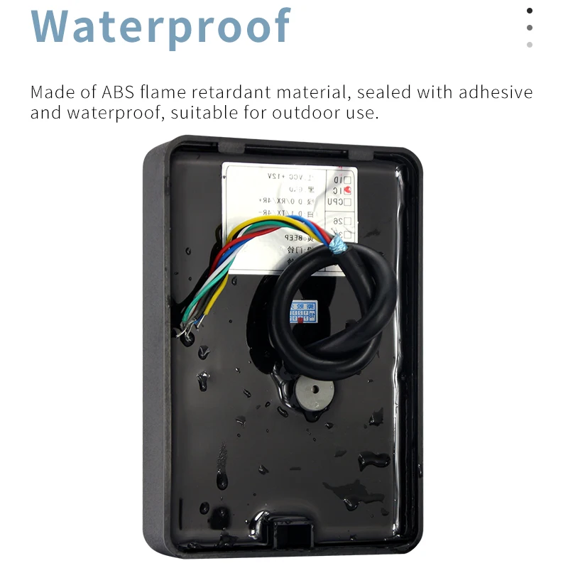 Pembaca kartu akses ID/IC tahan air dengan Panel lampu latar kata sandi akrilik, WG26/34 pembaca sistem kontrol akses komunikasi