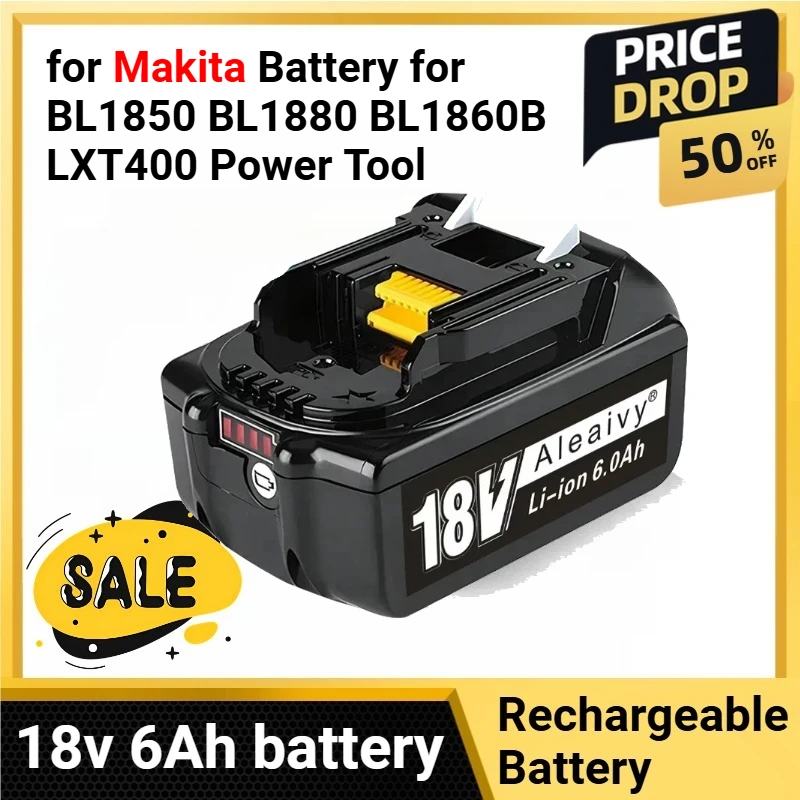 

18v 6Ah for Makita Battery for BL1850 BL1880 BL1860B LXT400 Power Tool Makita 18 v Rechargeable Lithium Ion Battery