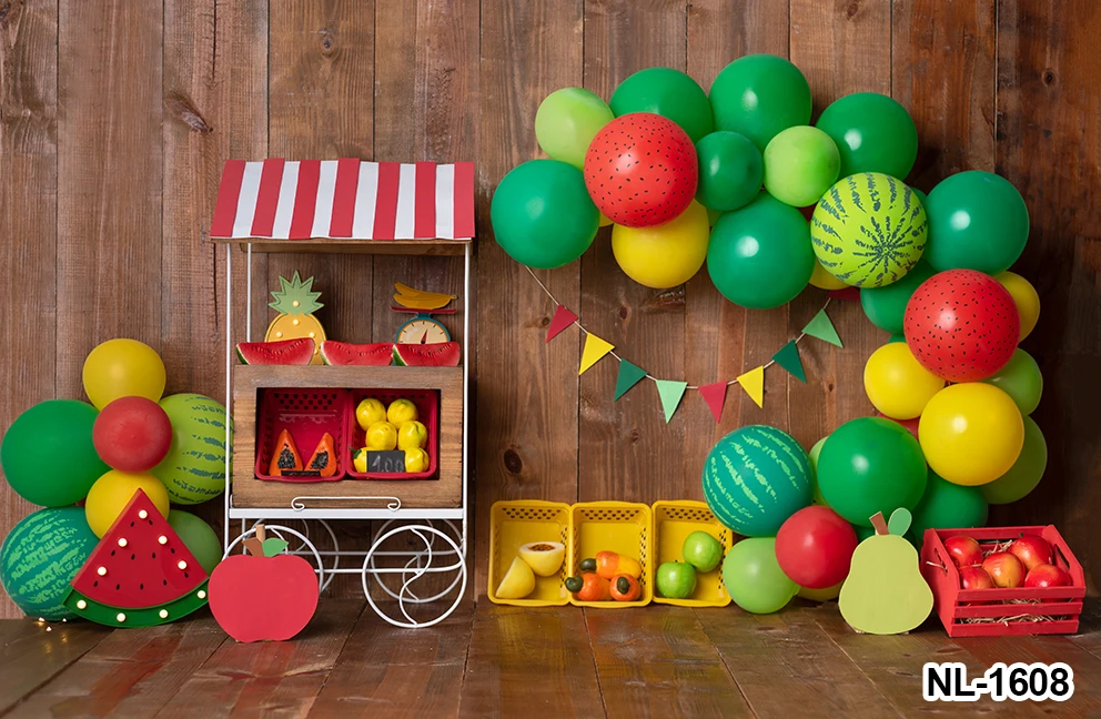 3D декорации для фотосъемки на день рождения, клубника, арбуз, торт