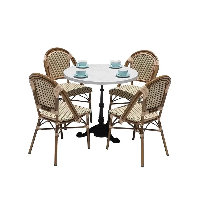 Internet celebrity French cafe retro rattan chairs hotel outdoor table and chairs open-air bed and breakfast balcony courtyard