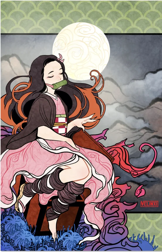 5x7FT Kimetsu Yaba Demon Slayer Kamado Nezuko Tùy Chỉnh Hình Phông Nền Vinyl 220Cm X 150Cm