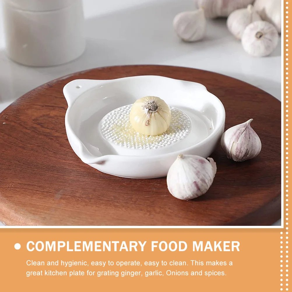 

2Pcs Multi-Function Ceramic Garlic Ginger Grater Processing Tool Kitchen Helper Garlic Plate Ginger Grater