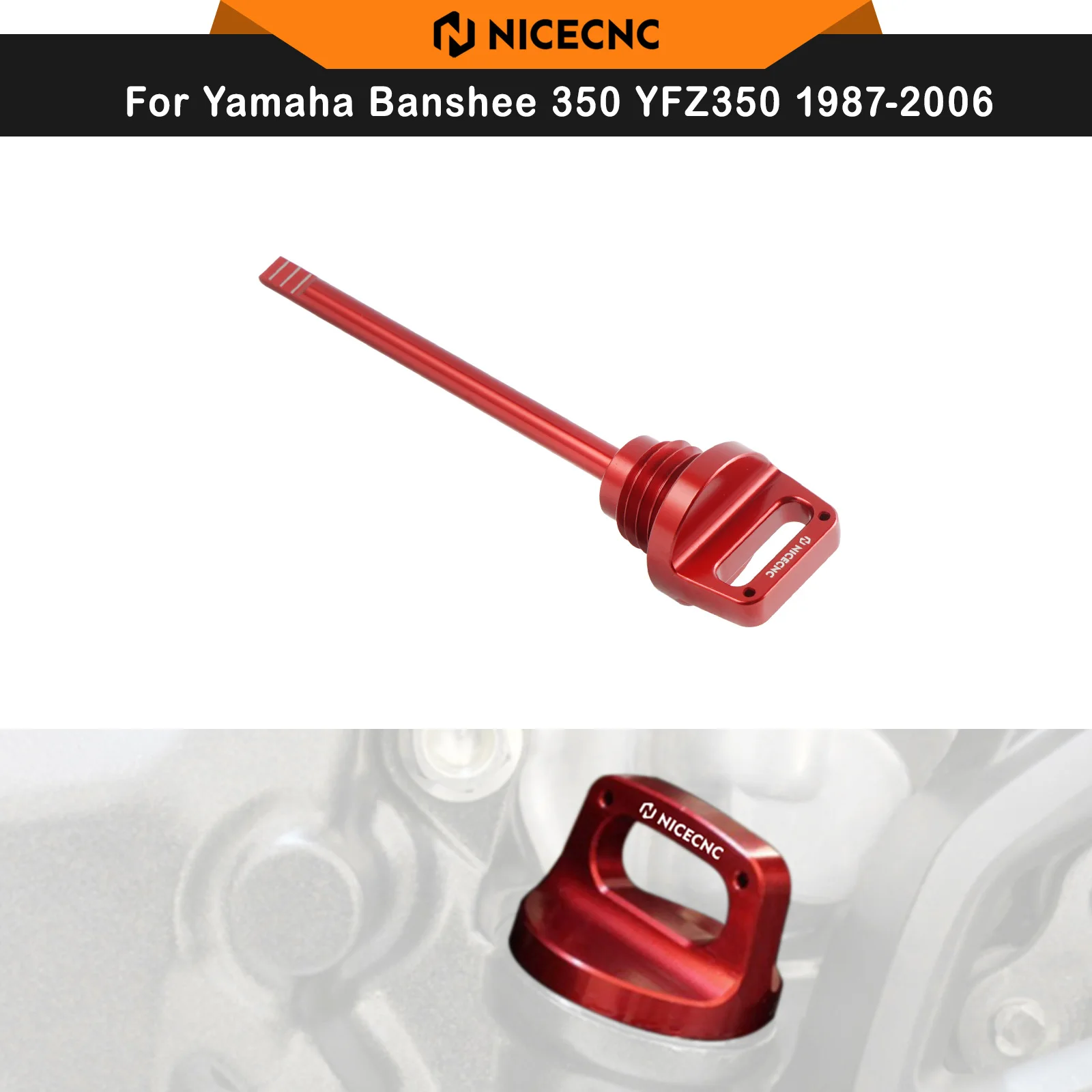 NICECNC For Yamaha Banshee 350 YFZ350 1987-2006 Engine Transmission Oil Dipstick Aluminum ATV Oil Level Gauge