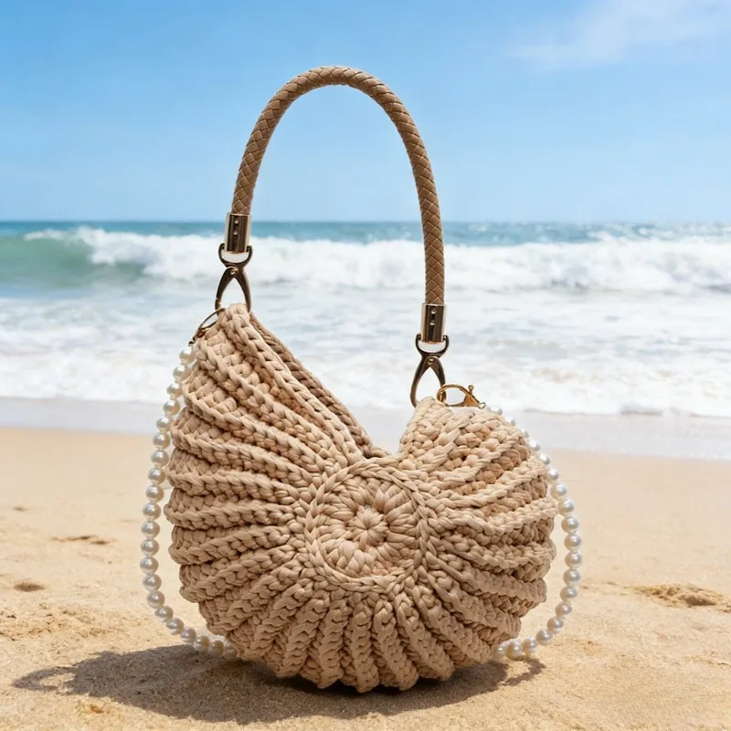 Sac à main en coquillage, grande capacité, style bohème, idéal pour les voyages à la plage, sac de plage pour femme, accessoires de voyage à la plage