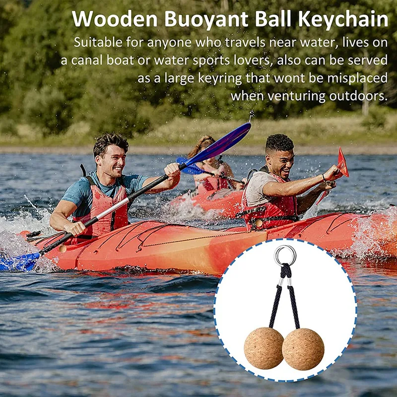 Floating Cork Keyring, Floatable Wooden Ball Key Chain For Water Sport Accessories Swimming Diving Fishing Swimming