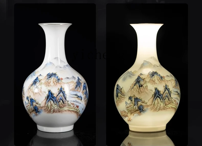 ZYY living room new Chinese-style ornament thousand miles Jiangshan porcelain home desktop bogu rack decoration