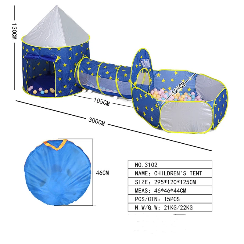 Tienda de campaña 3 en 1 para niños, casa de juguete, pelota portátil Tipi, piscina interactiva para niños, casa de juegos extraíble para interiores y exteriores, decoración de regalo ﻿